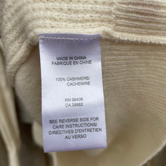 Theory Women Pure‎ Cashmere Pimlico Royal Sweater V-Neck Pullover Cream Medium - Picture 7 of 9
